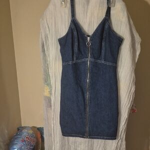 Topshop Blue Denim Zip Dress P2P:14", Length: 25" Appx. EUC